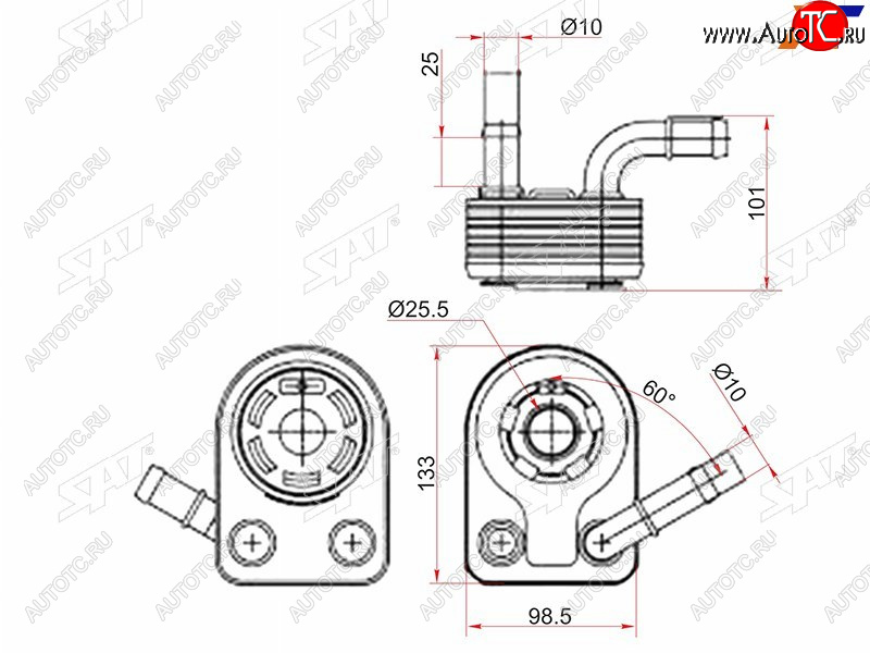 3 099 р. Радиатор масляный FORD C-MAX 10-FIESTA 08-FOCUS II 04-11FOCUS III 11-KUGA 13-MONDEO 07-VOLVO S SAT ST-1852773  с доставкой в г. Майкоп