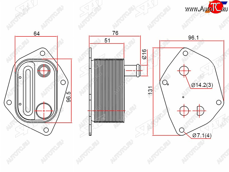 1 349 р. Радиатор масляный HYUNDAI ELANTRA 06-10GETZ 02-I30 07-KIA CEED 07-12CERATO 04-RIO 05-10 SAT ST-26410-2A150  с доставкой в г. Майкоп