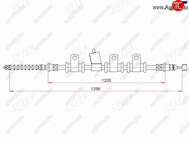 669 р. Трос ручного тормоза RH SAT Chevrolet Aveo T250 седан рестайлинг (2006-2011)  с доставкой в г. Майкоп