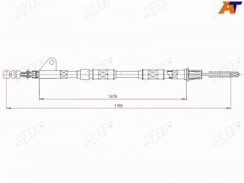 Трос ручного тормоза RH SAT Toyota Avensis T220 седан дорестайлинг (1997-2001) (барабанные тормоза)