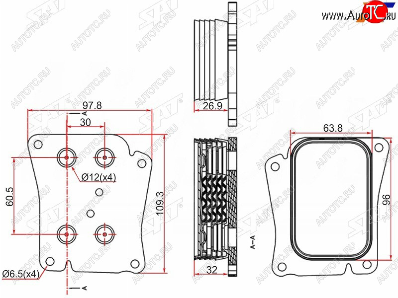 2 799 р. Радиатор масляный MERCEDES C-CLASS W203 00-06C-CLASS W204 06-13E-CLASS W211 02-09 SAT ST-A2711880401  с доставкой в г. Майкоп