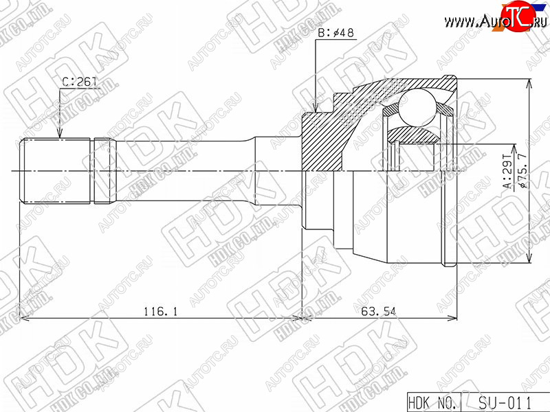 5 999 р. Шрус наружный SUZUKI ESCUDOGRAND VITARA G16AH20AJ20A 95- HDK SU-011  с доставкой в г. Майкоп