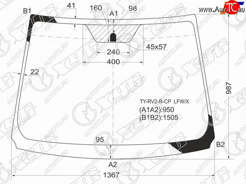 8 249 р. Стекло лобовое TOYOTA WISH 09-17 XYG TY-RV2-R-CP LFW/X  с доставкой в г. Майкоп