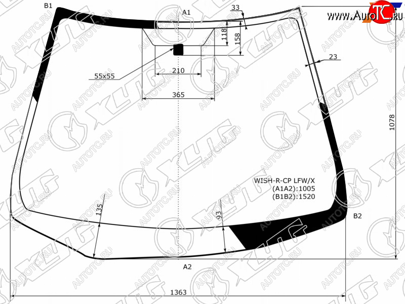 5 999 р. Стекло лобовое TOYOTA WISH 03-09 XYG WISH-R-CP LFW/X  с доставкой в г. Майкоп