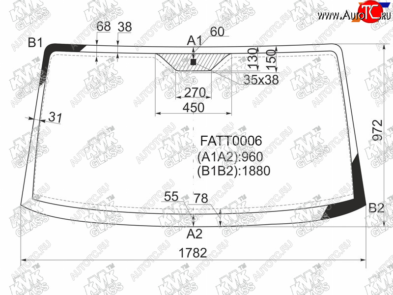 6 899 р. Стекло лобовое PEUGEOT BOXERCITROEN JUMPERFIAT DUCATO 94-06FIAT DUCATO (сб. Россия) 08-           KMK FATT0006  с доставкой в г. Майкоп