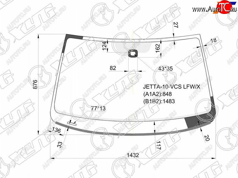 6 899 р. Стекло лобовое (Датчик дождя Молдинг для Европейского рынка) Volkswagen Jetta 10-19                XYG JETTA-10-VCS LFW/X  с доставкой в г. Майкоп