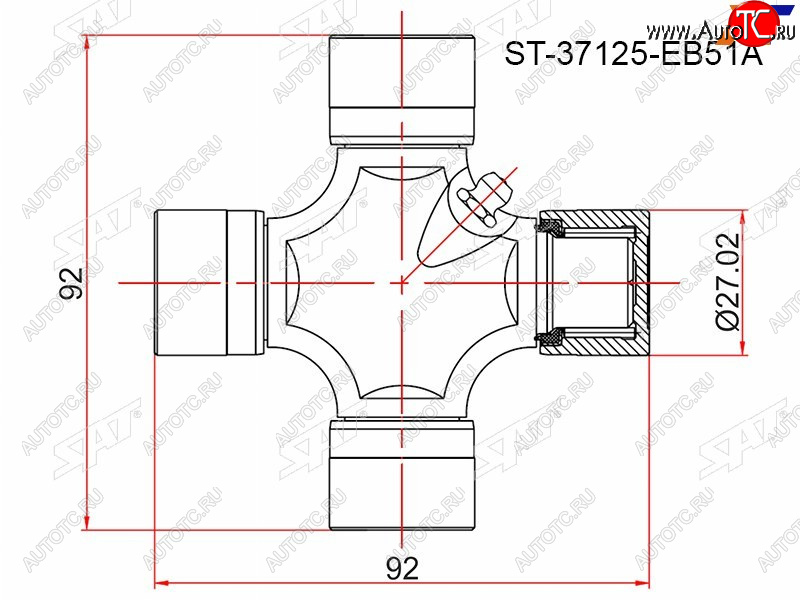 499 р. Крестовина NISSAN NAVARA 05-PATHFINDER 05-13TOYOTA HILUX GGN## 05-12FORTUNER ##N## 06-            SAT ST-37125-EB51A  с доставкой в г. Майкоп