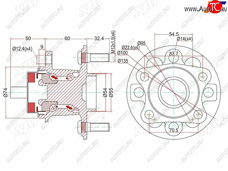 3 399 р. Ступичный узел задн. TOYOTA VITZ KSP90,NCP9#,SCP90RACTIS NCP10#,SCP100BELTA #SP92 05- (с ABS) SAT ST-42450-52060  с доставкой в г. Майкоп