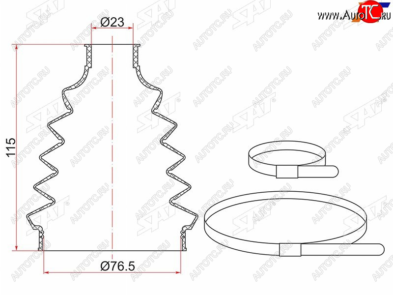 499 р. Пыльник шруса наружный  FR NISSAN ALMERA B10 (2 хомута. термопластик) SAT TC-010  с доставкой в г. Майкоп