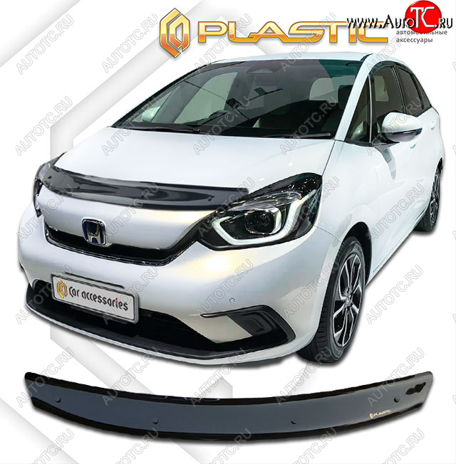1 839 р. Дефлектор капота CA-Plastic  Honda Fit  4 GR (2019-2022) дорестайлинг (classic черный, без надписи)  с доставкой в г. Майкоп
