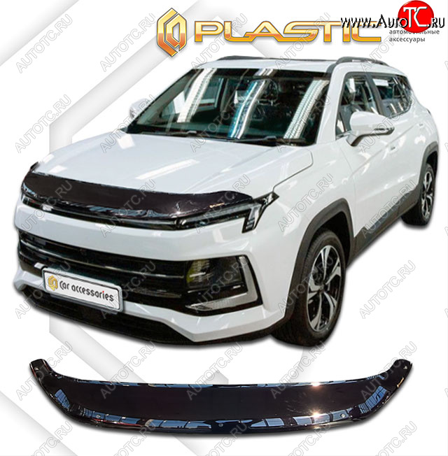 2 159 р. Дефлектор капота CA-Plastic Москвич 3 DA21 (2022-2025) (cерия Сlassic черный, без надписи)  с доставкой в г. Майкоп