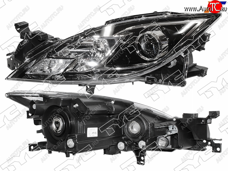 14 349 р. Фара левая (черная, под электрокорректор, Евросвет) TYC  Mazda 6  GH (2007-2010) дорестайлинг лифтбэк, дорестайлинг седан, дорестайлинг универсал  с доставкой в г. Майкоп