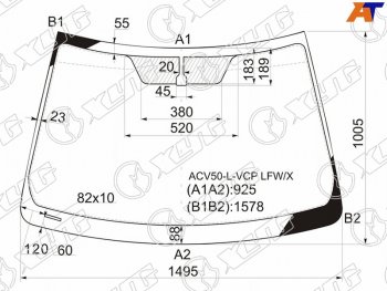 6 449 р. Стекло лобовое Toyota Camry (XV50) 11-18  Aurion 12-15  Camry UAEUSA 11-17 XYG ACV50-L-VCP LFW/X  с доставкой в г. Майкоп. Увеличить фотографию 1