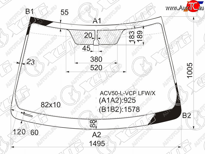 6 449 р. Стекло лобовое Toyota Camry (XV50) 11-18  Aurion 12-15  Camry UAEUSA 11-17 XYG ACV50-L-VCP LFW/X  с доставкой в г. Майкоп
