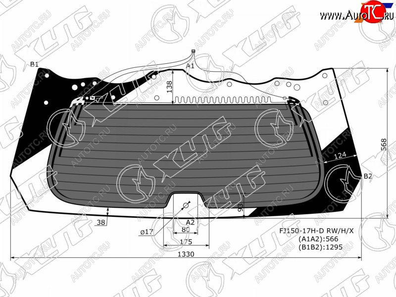 11 699 р. Стекло заднее (Затемненное Обогрев) Toyota Land Cruiser Prado (J150) 09-24  Lexus GX 09-23 XYG FJ150-17H-D RW/H/X  с доставкой в г. Майкоп