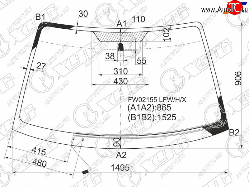 7 999 р. Стекло лобовое (Обогрев щеток) Subaru Legacy 98-03  Outback 98-03  Legacy B4 98-03  Legacy Lancas XYG FW02155 LFW/H/X  с доставкой в г. Майкоп