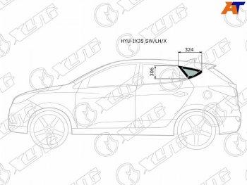 1 759 р. Стекло кузова боковое (не опускное) (Слева Цвет зеленый) Hyundai ix35 09-15  Tucson 09-15          XYG HYU-IX35 SW/LH/X  с доставкой в г. Майкоп. Увеличить фотографию 1
