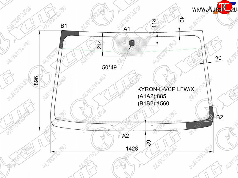 5 849 р. Стекло лобовое SsangYong Actyon 05-10  Actyon Sports 06-16  Kyron 05-16  Nomad 13-17 XYG KYRON-L-VCP LFW/X  с доставкой в г. Майкоп