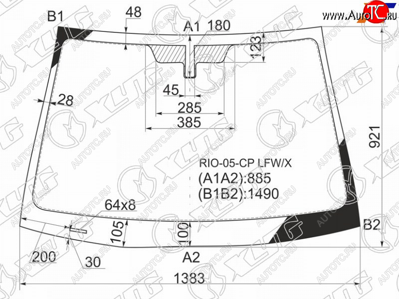 4 999 р. Стекло лобовое Kia Rio 09-11 XYG RIO-05-CP LFW/X  с доставкой в г. Майкоп