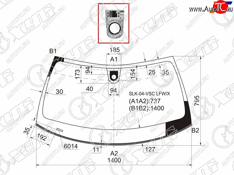 8 999 р. Стекло лобовое (Датчик дождя Молдинг 03.04-06.04) Mercedes-Benz SLK-Class 04-08 XYG SLK-04-VSC LFW/X  с доставкой в г. Майкоп