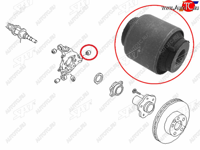 399 р. Сайлентблок Infiniti FX35 02-08  Nissan Murano 02-08  Infiniti FX45 02-09  Nissan Elgrand 02-10  SAT ST-55157-CA000  с доставкой в г. Майкоп