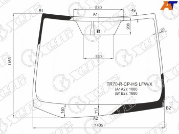 12 649 р. Стекло лобовое (Место под датчик запотевания) Toyota Noah 14-22  Voxy 14-22  Esquire 14-21 XYG TR70-R-CP-HS LFW/X  с доставкой в г. Майкоп. Увеличить фотографию 1