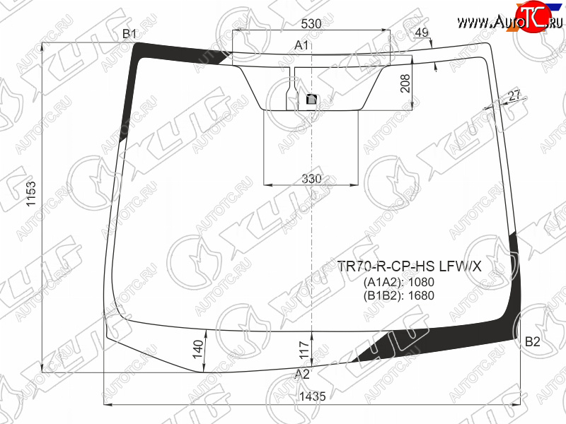 12 649 р. Стекло лобовое (Место под датчик запотевания) Toyota Noah 14-22  Voxy 14-22  Esquire 14-21 XYG TR70-R-CP-HS LFW/X  с доставкой в г. Майкоп