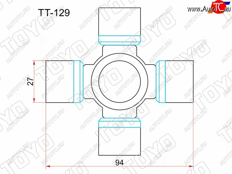 1 249 р. Крестовина карданного вала TOYOTA HILUX 05-12/TUNDRA 99-13/NISSAN PATHFINDER 05-13 TOYO TT-129, tt129 TOYO TT-129  с доставкой в г. Майкоп