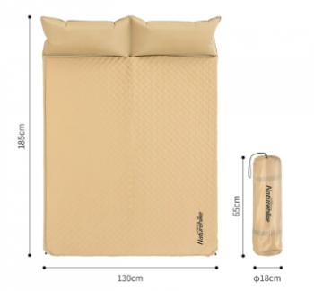5 749 р. Коврик самонадувающийся Naturehike двойной, с подушками, 185х130х2,5 см, песочный Naturehike nh18q010-d-nye  с доставкой в г. Майкоп. Увеличить фотографию 2