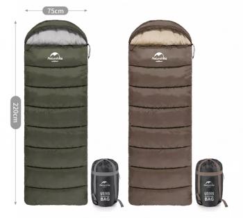 4 269 р. Мешок спальный Naturehike U350, (190х30)х75 см, (левый) (ТК: +1C), темно-зеленый Naturehike nh20msd07-agru350-l  с доставкой в г. Майкоп. Увеличить фотографию 3