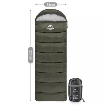3 569 р. Мешок спальный Naturehike U150, 220х75 см, (ТК: +11C), (левый), темно-зеленый Naturehike nh20msd07-arm150-l  с доставкой в г. Майкоп. Увеличить фотографию 5