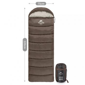 3 569 р. Мешок спальный Naturehike U150, 220х75 см, (ТК: +11C), правый, коричневый Naturehike nh20msd07-g150  с доставкой в г. Майкоп. Увеличить фотографию 2