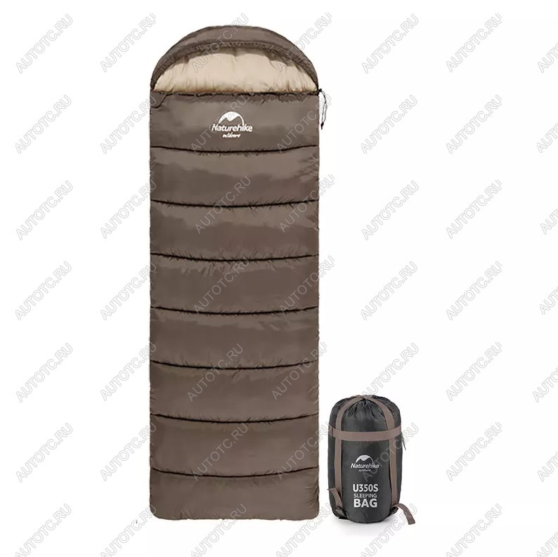 4 559 р. Мешок спальный Naturehike U350, (190х30)х75 см, (правый) (ТК: +1C), коричневый Naturehike nh20msd07-gu350  с доставкой в г. Майкоп