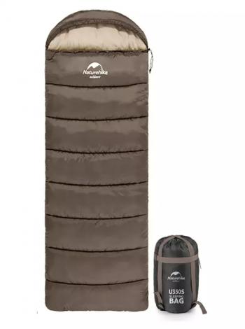 4 269 р. Мешок спальный Naturehike U350, (190х30)х75 см, (левый) (ТК: +1C), коричневый Naturehike nh20msd07-gu350-l  с доставкой в г. Майкоп. Увеличить фотографию 1