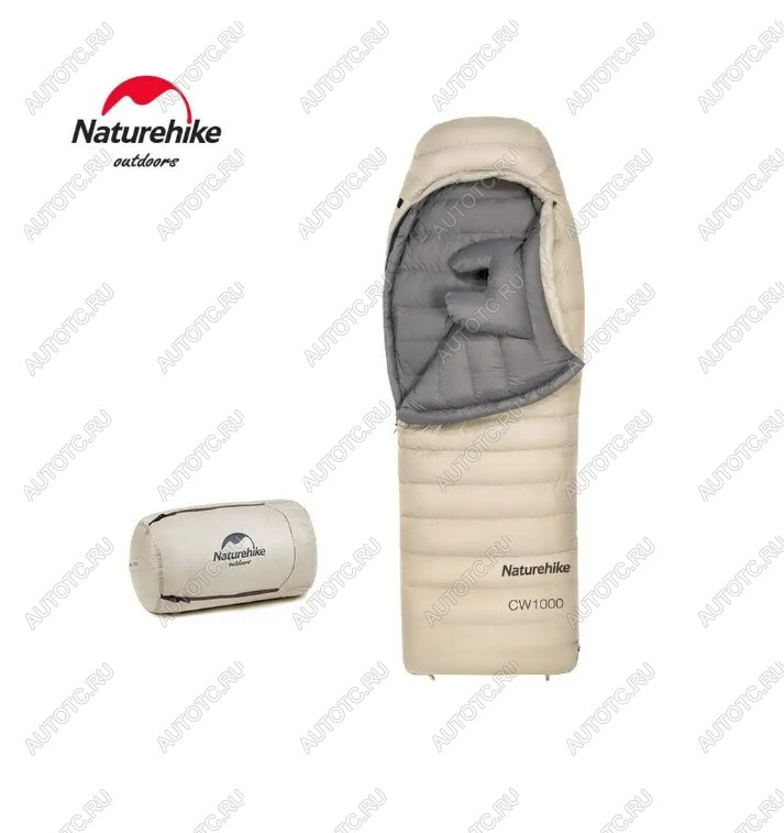 58 109 р. Мешок спальный Naturehike CW1000, 220х80 см, (правый) (ТК: -5C), бежевый Naturehike nh22yd002-kh1000g  с доставкой в г. Майкоп