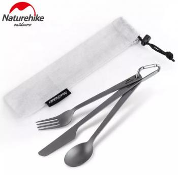 2 809 р. Набор столовых приборов Naturehike (нож, вилка, ложка), титан, в чехле Naturehike nh19t011-d-tic  с доставкой в г. Майкоп. Увеличить фотографию 1