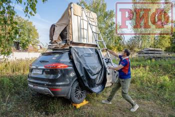 125 439 р. Палатка на крышу автомобиля РИФ Soft RT01-140, тент песочный, корпус черный, 240х140х130 см РИФ rifrt011406090w  с доставкой в г. Майкоп. Увеличить фотографию 7