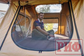 125 439 р. Палатка на крышу автомобиля РИФ Soft RT01-140, тент песочный, корпус черный, 240х140х130 см РИФ rifrt011406090w  с доставкой в г. Майкоп. Увеличить фотографию 15