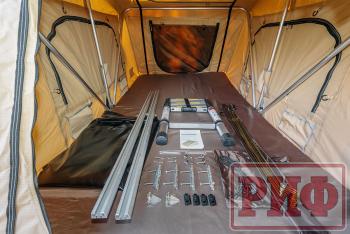 125 439 р. Палатка на крышу автомобиля РИФ Soft RT01-140, тент песочный, корпус черный, 240х140х130 см РИФ rifrt011406090w  с доставкой в г. Майкоп. Увеличить фотографию 25