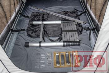 144 679 р. Палатка на крышу автомобиля РИФ Hard RT05-125, корпус черный, тент светло-серый, 210х125х150 РИФ rifrt051258090w  с доставкой в г. Майкоп. Увеличить фотографию 2