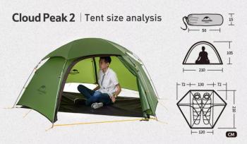 23 359 р. Палатка Naturehike Cloud Peak 20D Si 2-местная, алюминиевый каркас, зеленая Naturehike nh17k240-y-dgr  с доставкой в г. Майкоп. Увеличить фотографию 4