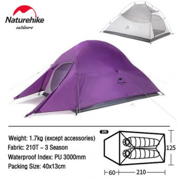 13 299 р. Палатка Naturehike Cloud Up 2-местная, алюминиевый каркас, пурпурный Naturehike nh17t001-t-tpur  с доставкой в г. Майкоп. Увеличить фотографию 2