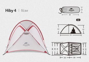 26 969 р. Палатка Naturehike Hiby Si 4-местная, алюминиевый каркас, серо-красный Naturehike nh19zp005-dg  с доставкой в г. Майкоп. Увеличить фотографию 6