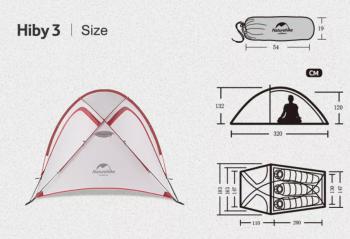 21 599 р. Палатка Naturehike Hiby Si 3-местная, алюминиевый каркас, серо-красная Naturehike nh19zp016-dg  с доставкой в г. Майкоп. Увеличить фотографию 6