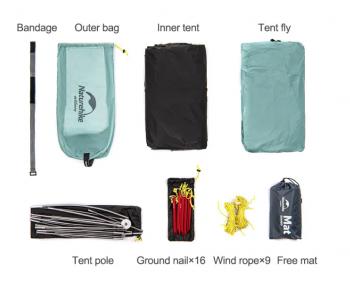 14 609 р. Палатка Naturehike Outdoor 2-местная, алюминиевый каркас, сверхлегкая, голубой Naturehike nh20zp091-2lbl  с доставкой в г. Майкоп. Увеличить фотографию 14