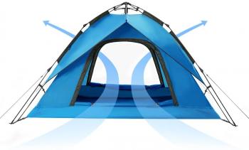 8 529 р. Палатка Naturehike 3-местная, быстросборная, синяя Naturehike nh21zp008-3bl  с доставкой в г. Майкоп. Увеличить фотографию 3
