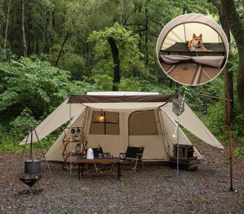 29 739 р. Палатка Naturehike Village 5.0 4-местная, алюминиевый каркас, снежная юбка, бежевая Naturehike nh21zp009-kh  с доставкой в г. Майкоп. Увеличить фотографию 7