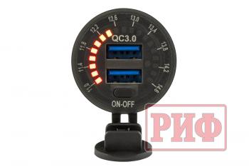 1 699 р. Розетка USB 2 QC 3.0 с вольтметром РИФ rif22-4-01460  с доставкой в г. Майкоп. Увеличить фотографию 4