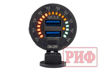 1 699 р. Розетка USB 2 QC 3.0 с вольтметром РИФ rif22-4-01460  с доставкой в г. Майкоп. Увеличить фотографию 5