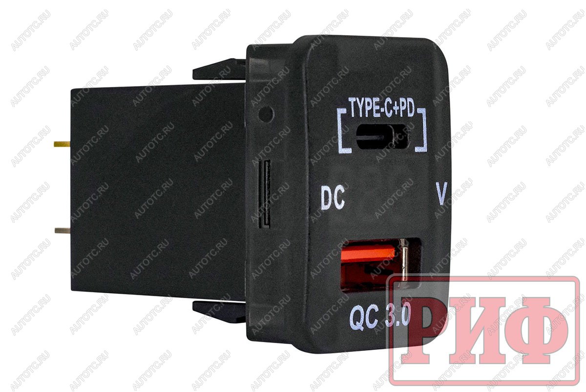 1 779 р. Розетка USB Type C, QC 3.0 с вольтметром для Toyota 32x20 РИФ rif22-4-1013400  с доставкой в г. Майкоп